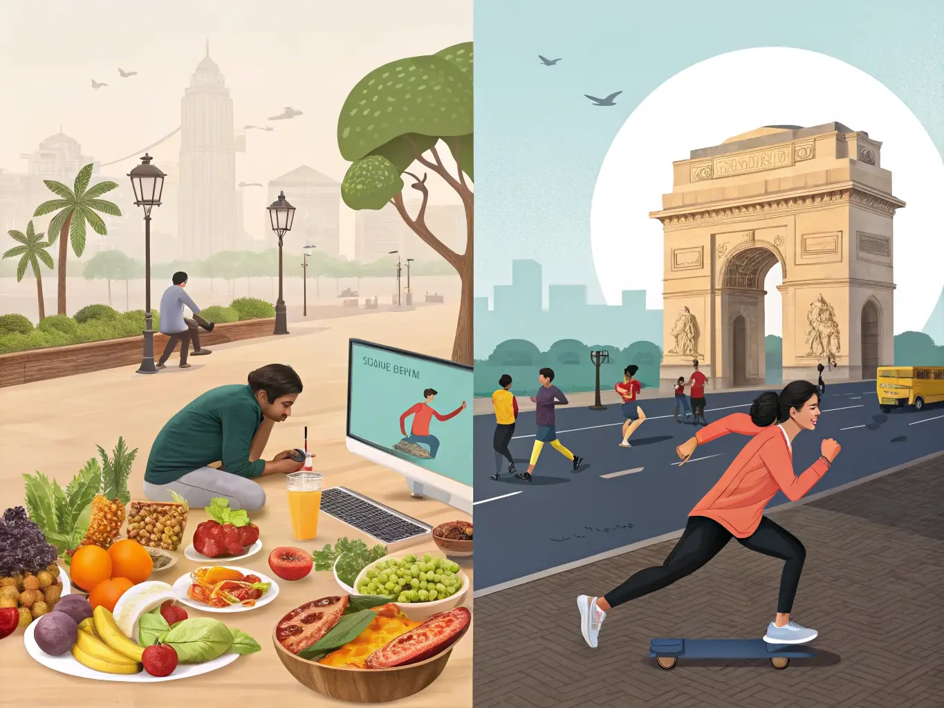 Indian family eating healthy meal to prevent lifestyle diseases in India