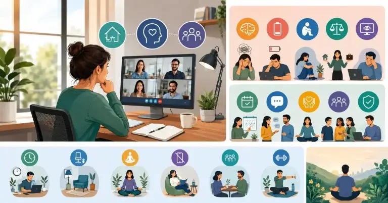 Employee stressed while working in hybrid office setup