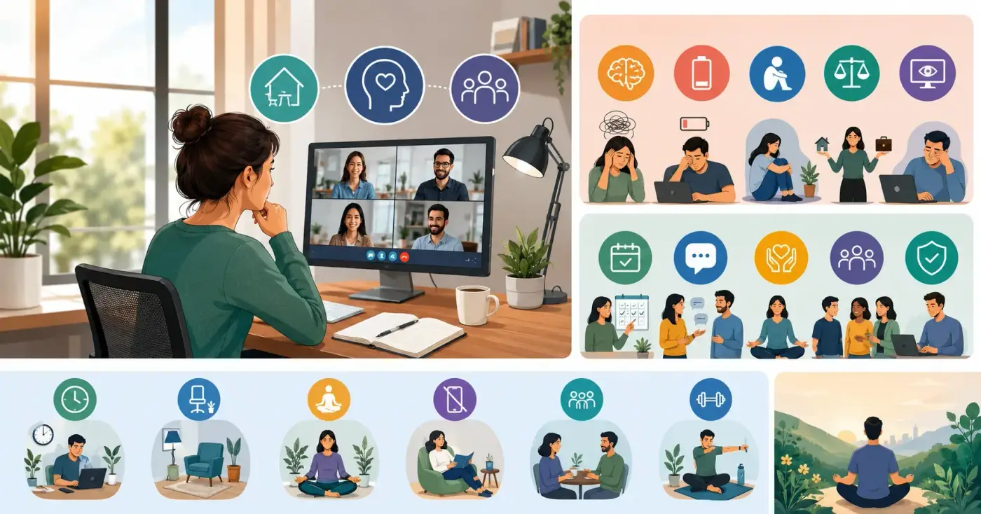 Employee stressed while working in hybrid office setup