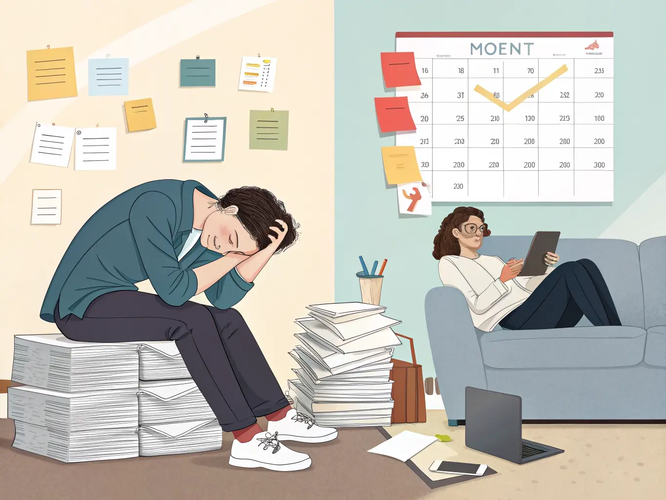burnout vs laziness comparison showing mental exhaustion at workplace