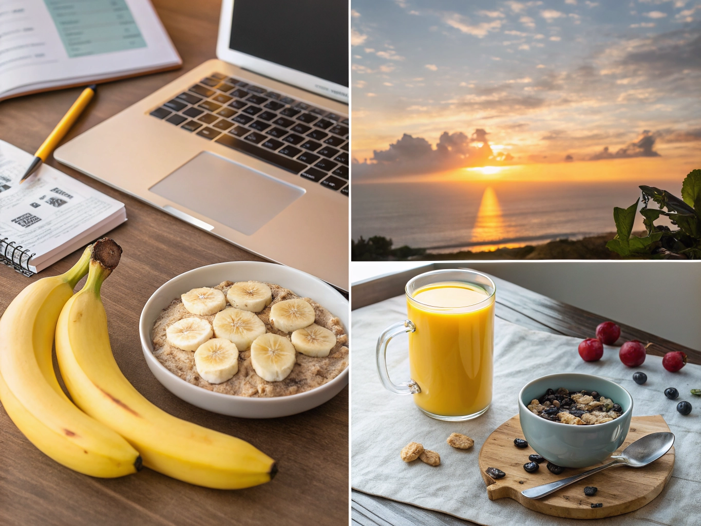 Best time to eat banana - ripe yellow banana on wooden table for energy and digestion