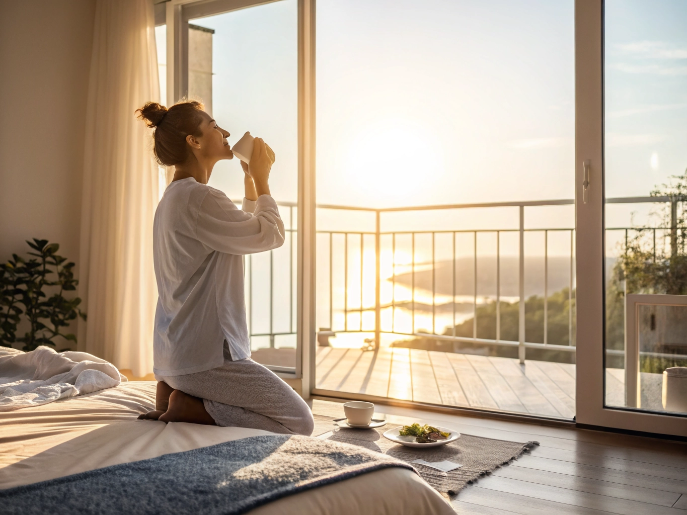 Daily morning routine for better health infographic showing 7 healthy morning habits