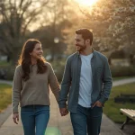 Happy couple enjoying quality time together, representing trust, respect, open communication, and a healthy long-term relationship.