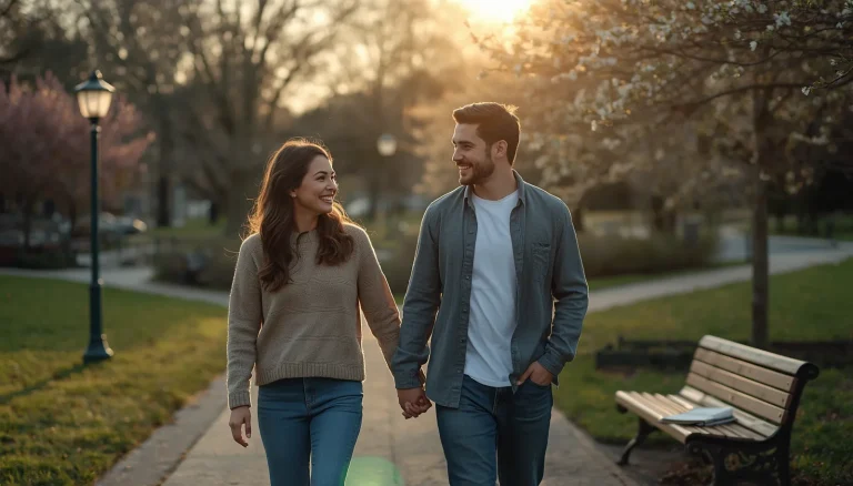 Happy couple enjoying quality time together, representing trust, respect, open communication, and a healthy long-term relationship.