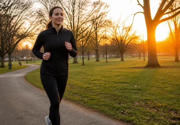 Beginner runner starting a New Year running routine outdoors.