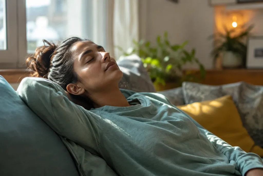 Person resting due to persistent fatigue