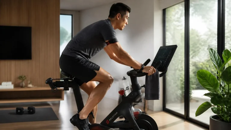 Person performing an indoor cycling workout on a stationary bike for fat loss and cardiovascular fitness.