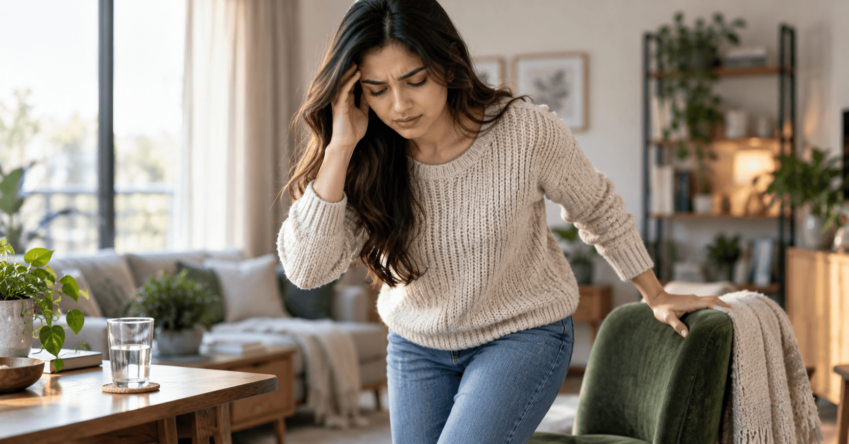 Person feeling dizzy after standing up suddenly